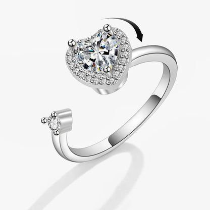 Sparkling Fidget Spinner Ring for Women - Crystal Flower & Butterfly Design, Stress Relief Wedding Jewelry
