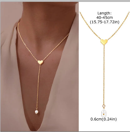 Gold-Plated Lariat Necklace – Elegant Y-Shaped Drop Pendant
