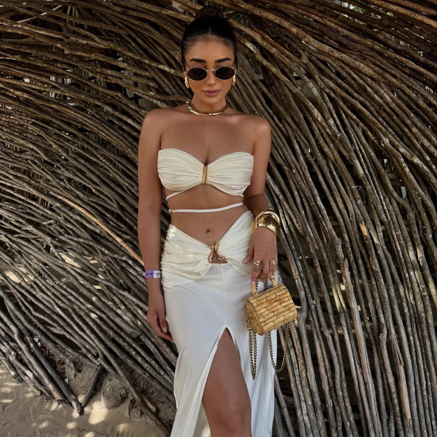 Starluxe™ Shiny Bikini Set with Sheer Cover-Up