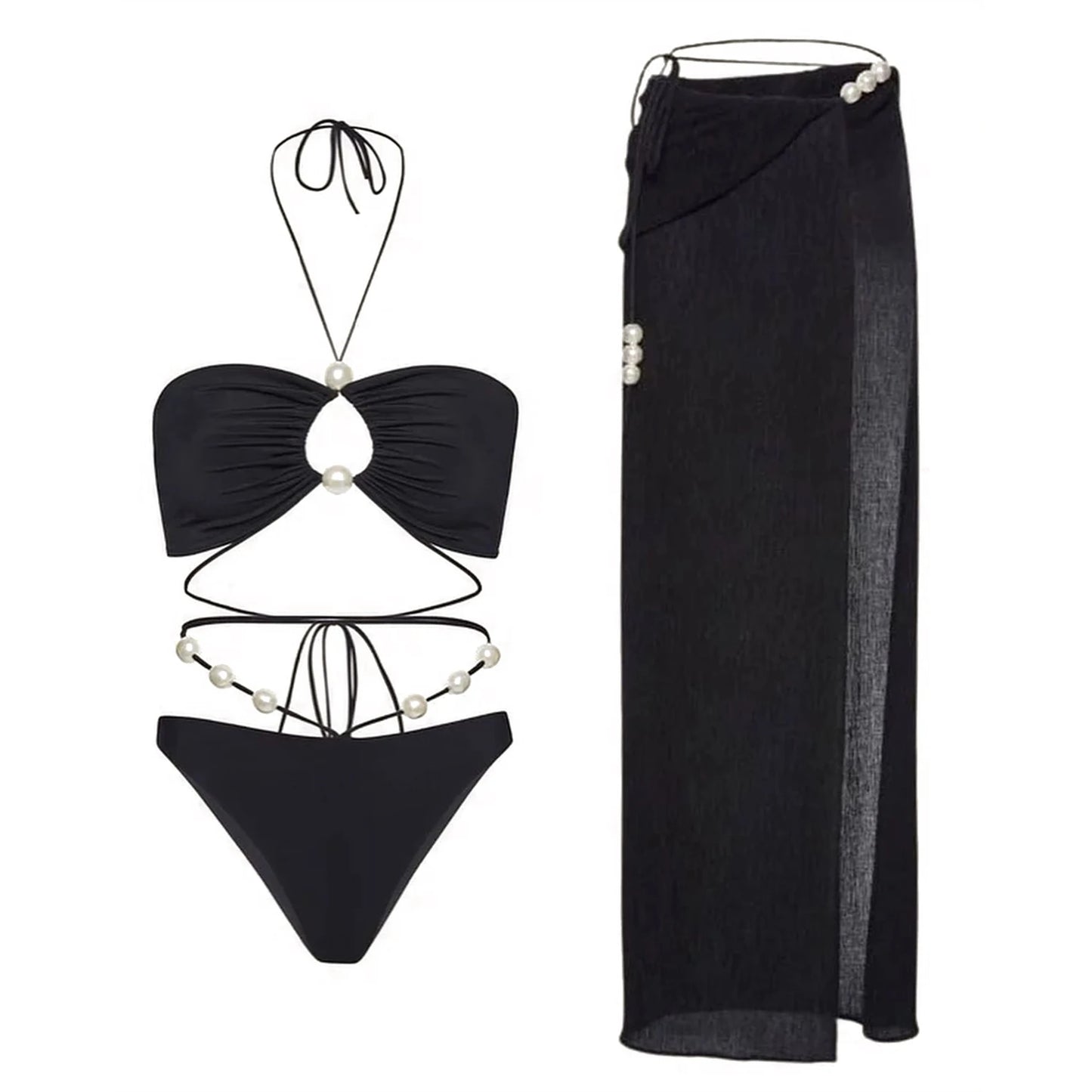 PearlLuxe™ 3-Piece Bikini Set with Cover-Up