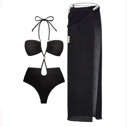 PearlLuxe™ 3-Piece Bikini Set with Cover-Up