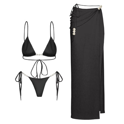 PearlLuxe™ 3-Piece Bikini Set with Cover-Up