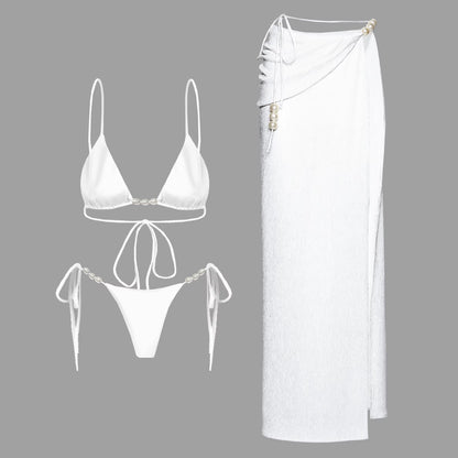 PearlLuxe™ 3-Piece Bikini Set with Cover-Up